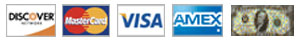 Discover, Master Card, Visa, Amex and Cash Logo